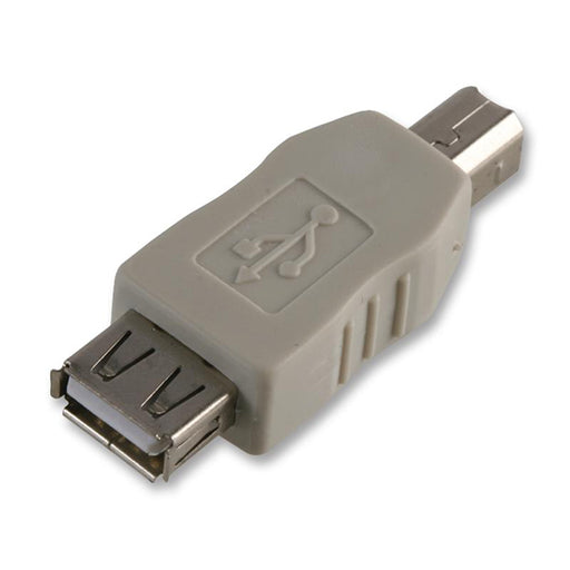 USB 2.0 A Socket to USB 2.0 B Plug Adaptor, Light Grey- www.go-supply.co.uk